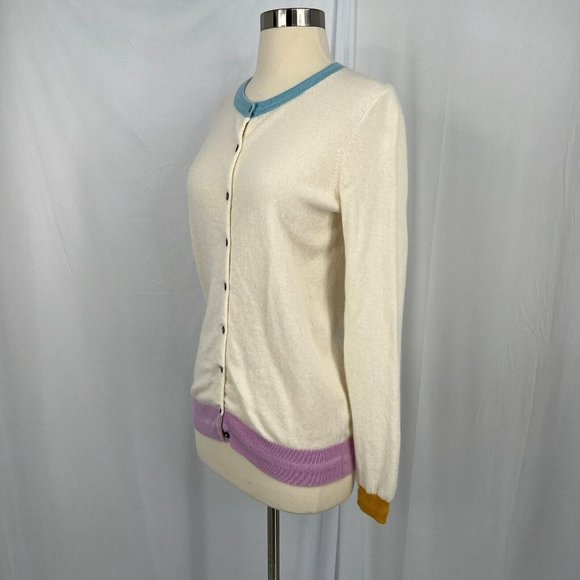 NWOT Boden 100% Cashmere color block Cardigan Long Sleeve - Picture 4 of 11